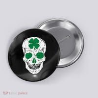 St Patrick's Day Clover Skull Button thumb 0