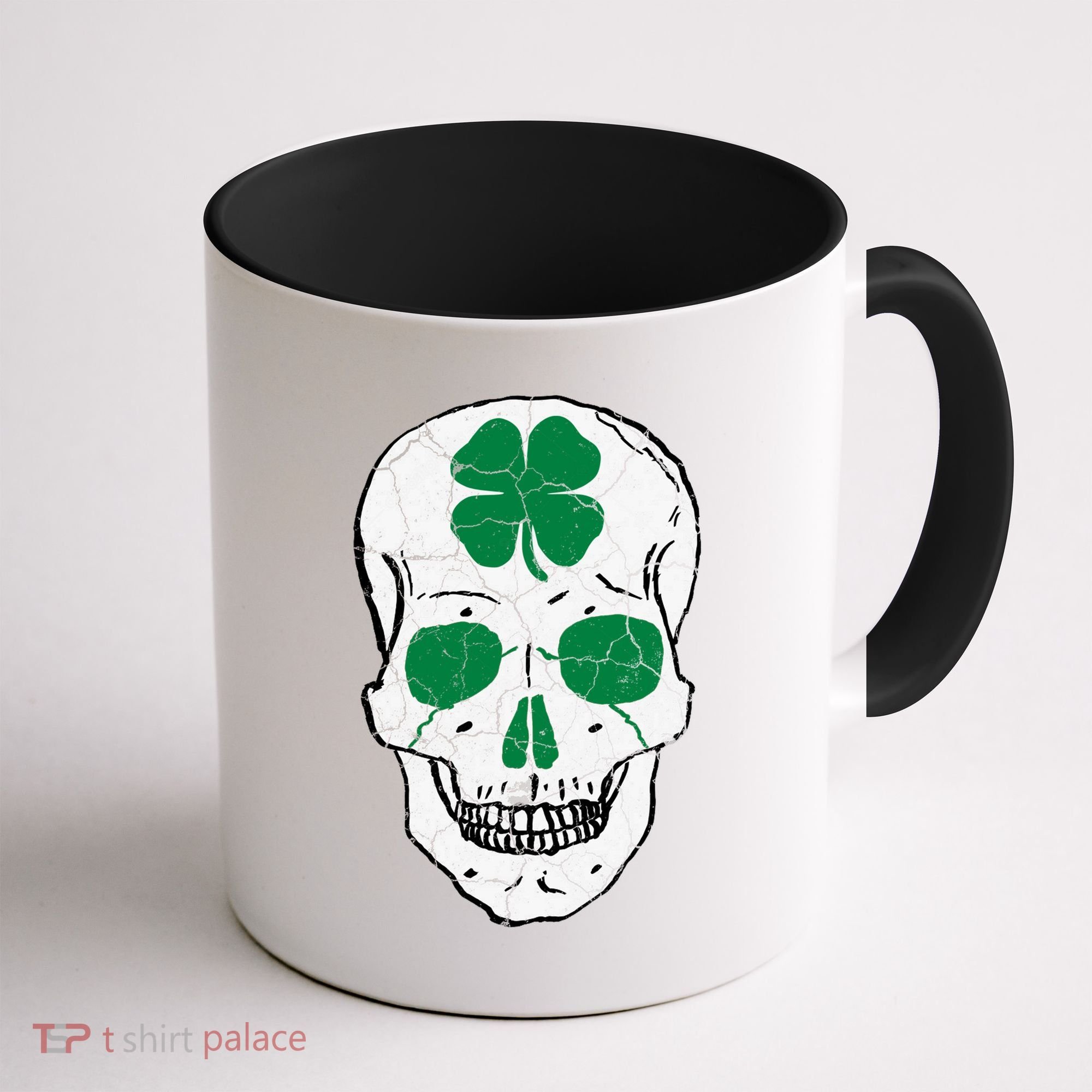 St Patrick's Day Clover Skull Coffee Mug