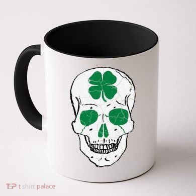 St Patrick's Day Clover Skull Coffee Mug