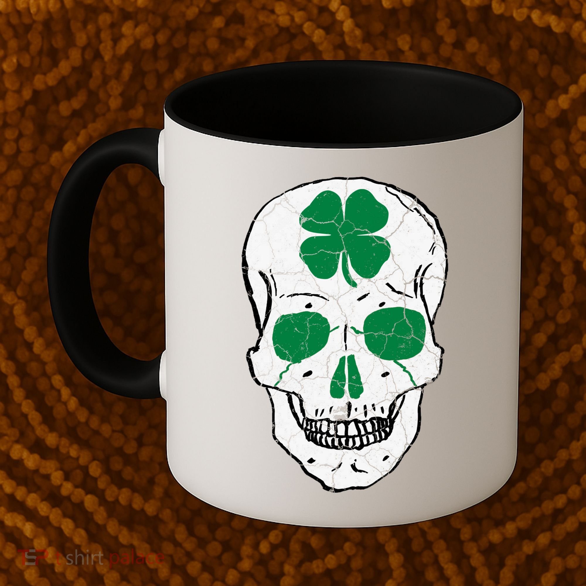 St Patrick's Day Clover Skull Coffee Mug