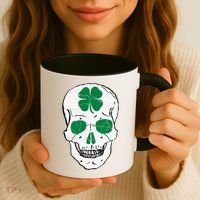 St Patrick's Day Clover Skull Coffee Mug thumb 3