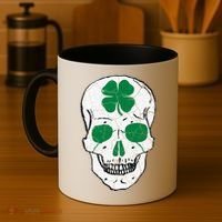 St Patrick's Day Clover Skull Coffee Mug thumb 4