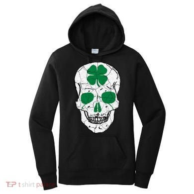 St Patrick's Day Clover Skull Women's Hoodie