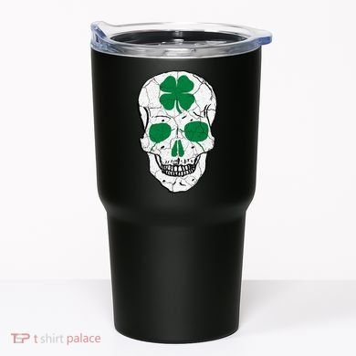 St Patrick's Day Clover Skull Tumbler