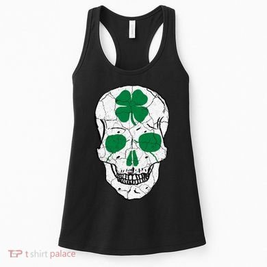 St Patrick's Day Clover Skull Women's Tank Top