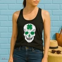 St Patrick's Day Clover Skull Women's Tank Top thumb 2