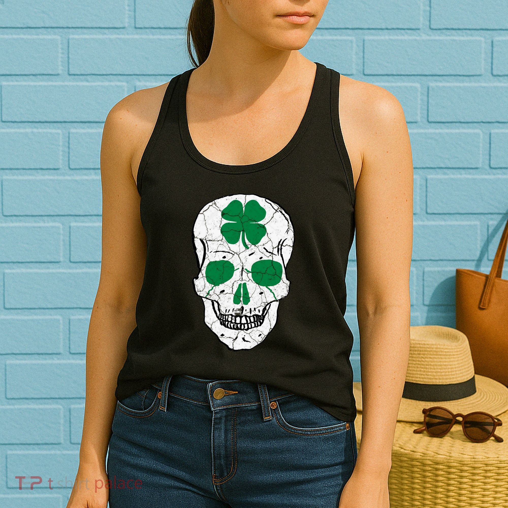 St Patrick's Day Clover Skull Women's Tank Top