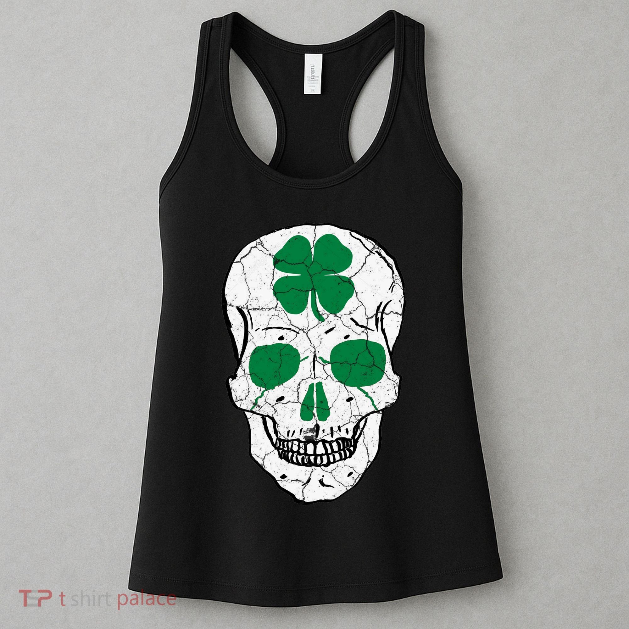 St Patrick's Day Clover Skull Women's Tank Top