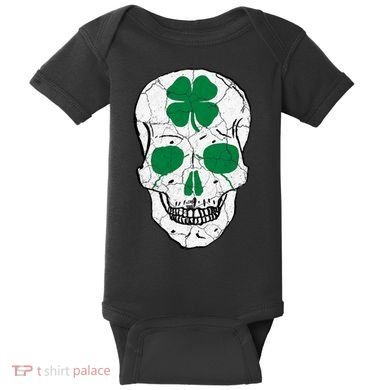 St Patrick's Day Clover Skull Baby Bodysuit