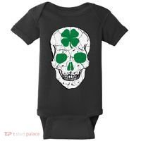 St Patrick's Day Clover Skull Baby Bodysuit thumb 0