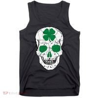 St Patrick's Day Clover Skull Tank Top thumb 0