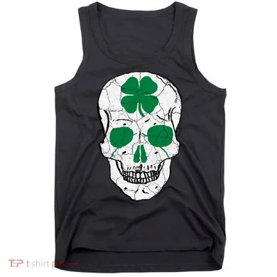 St Patrick's Day Clover Skull Tank Top