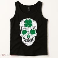 St Patrick's Day Clover Skull Tank Top thumb 2