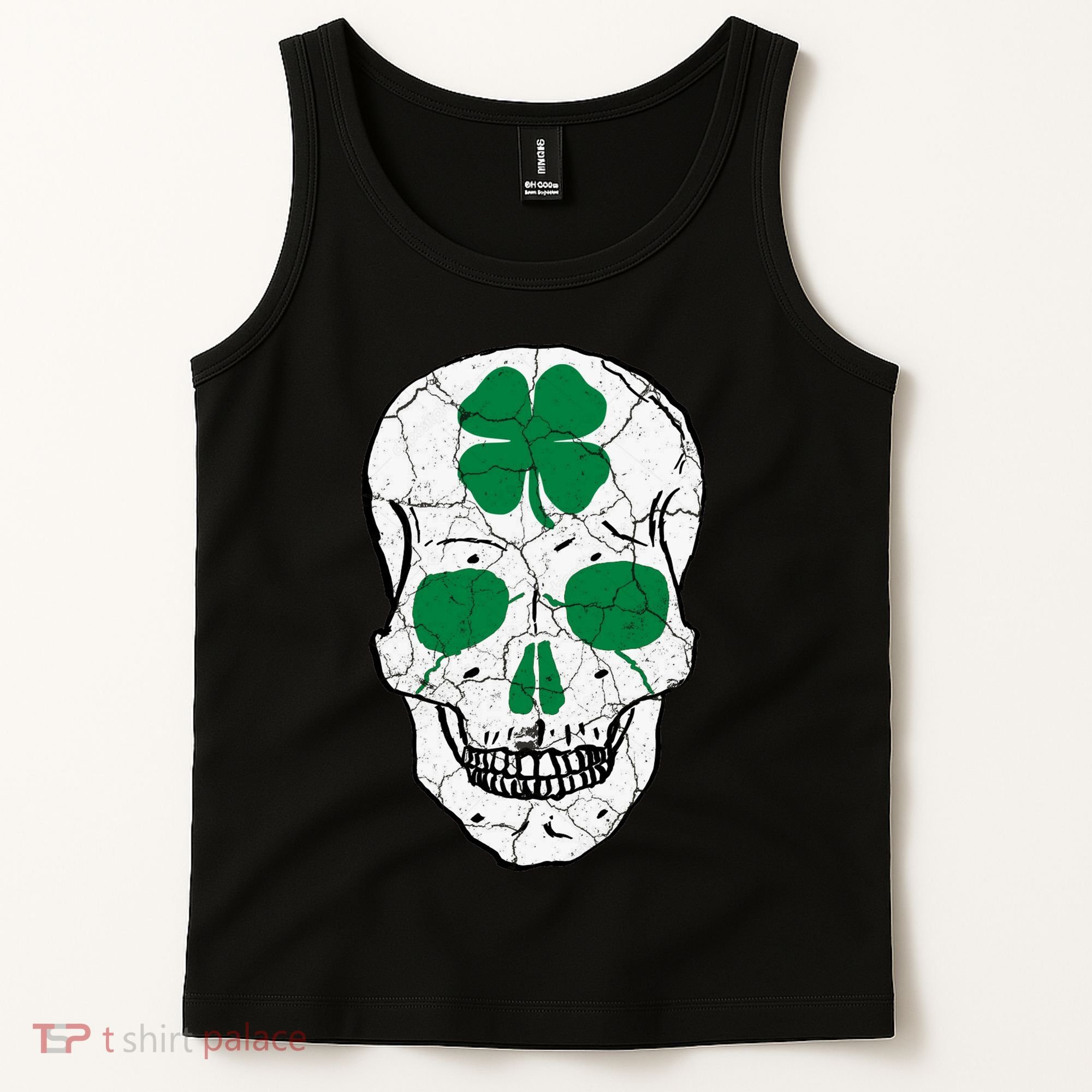 St Patrick's Day Clover Skull Tank Top
