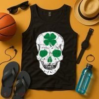 St Patrick's Day Clover Skull Tank Top thumb 4