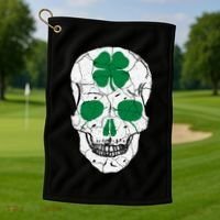 St Patrick's Day Clover Skull Golf Towel thumb 1