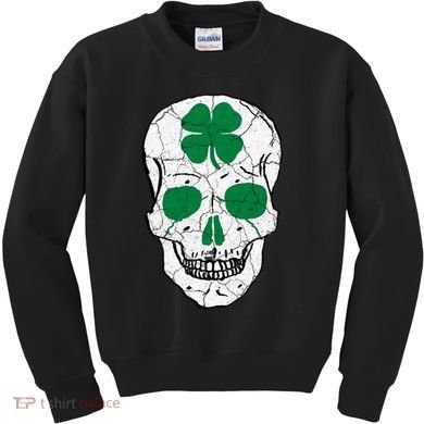 St Patrick's Day Clover Skull Kids Sweatshirt