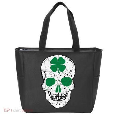 St Patrick's Day Clover Skull Tote Bag