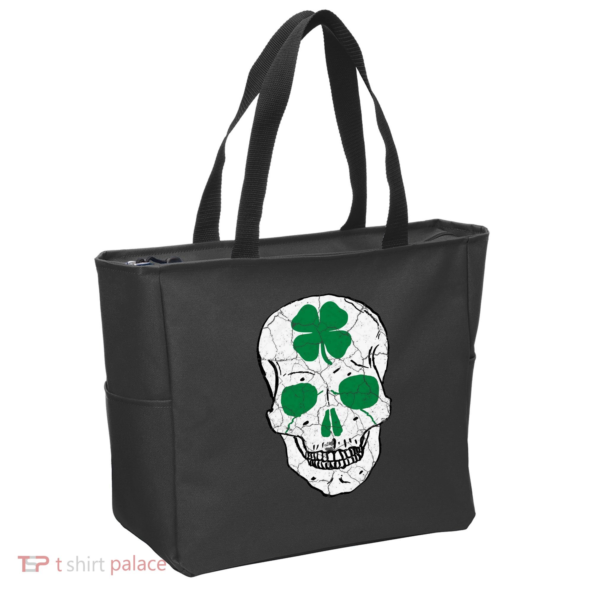 St Patrick's Day Clover Skull Tote Bag