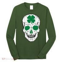 St Patrick's Day Clover Skull Long Sleeve Shirt thumb 0