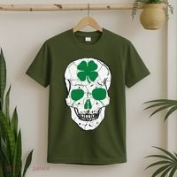 St Patrick's Day Clover Skull T-Shirt thumb 2