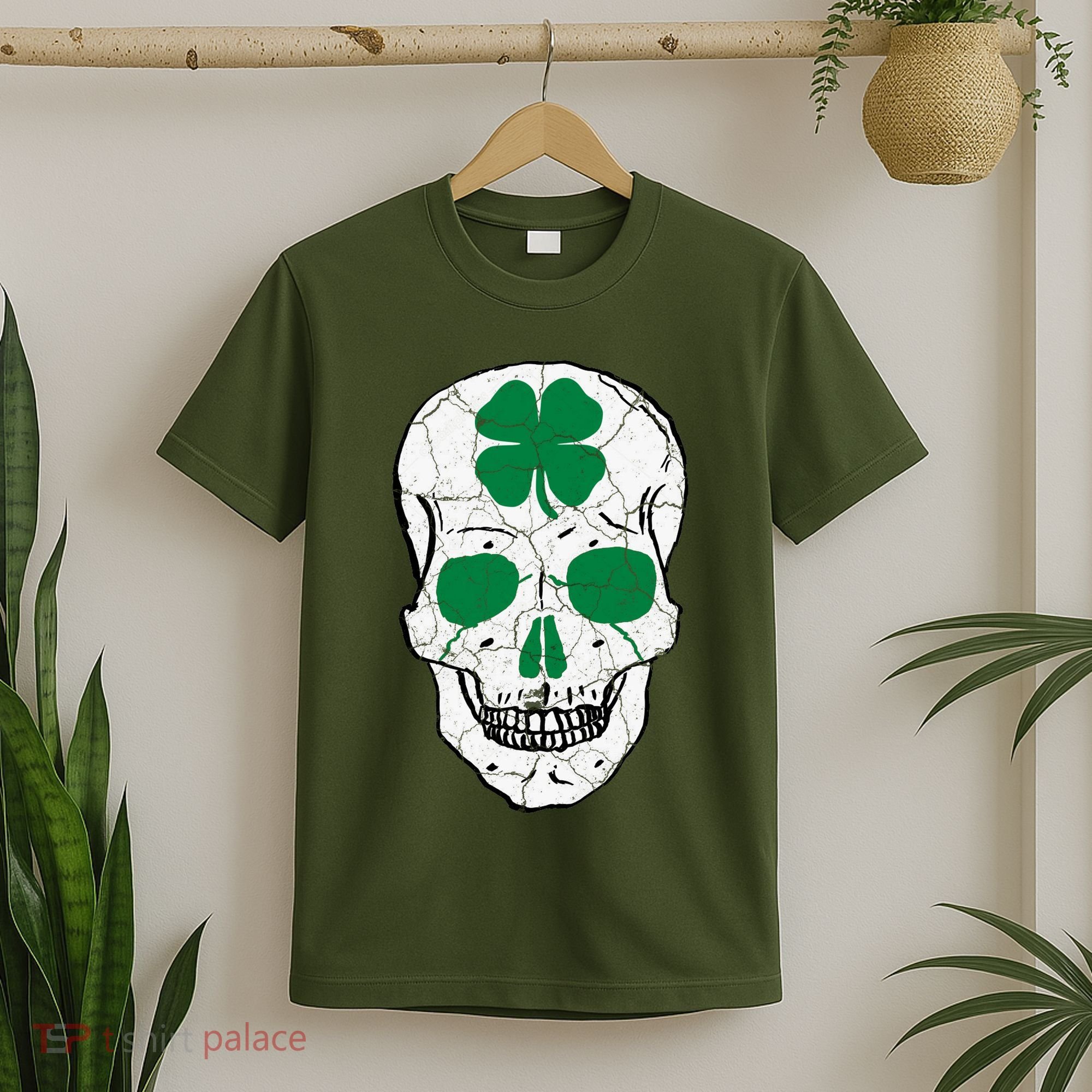 St Patrick's Day Clover Skull T-Shirt