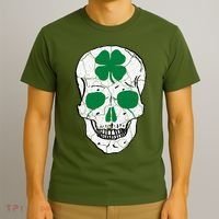 St Patrick's Day Clover Skull T-Shirt thumb 3