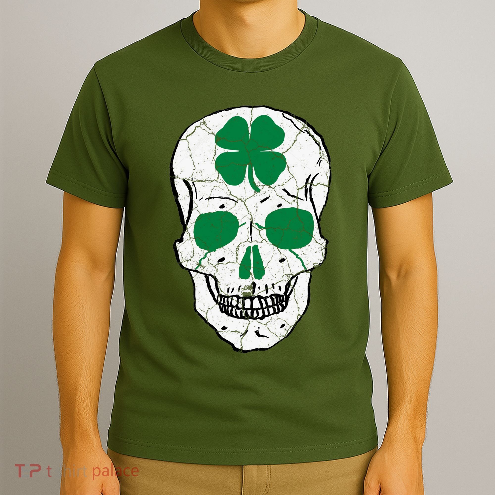 St Patrick's Day Clover Skull T-Shirt