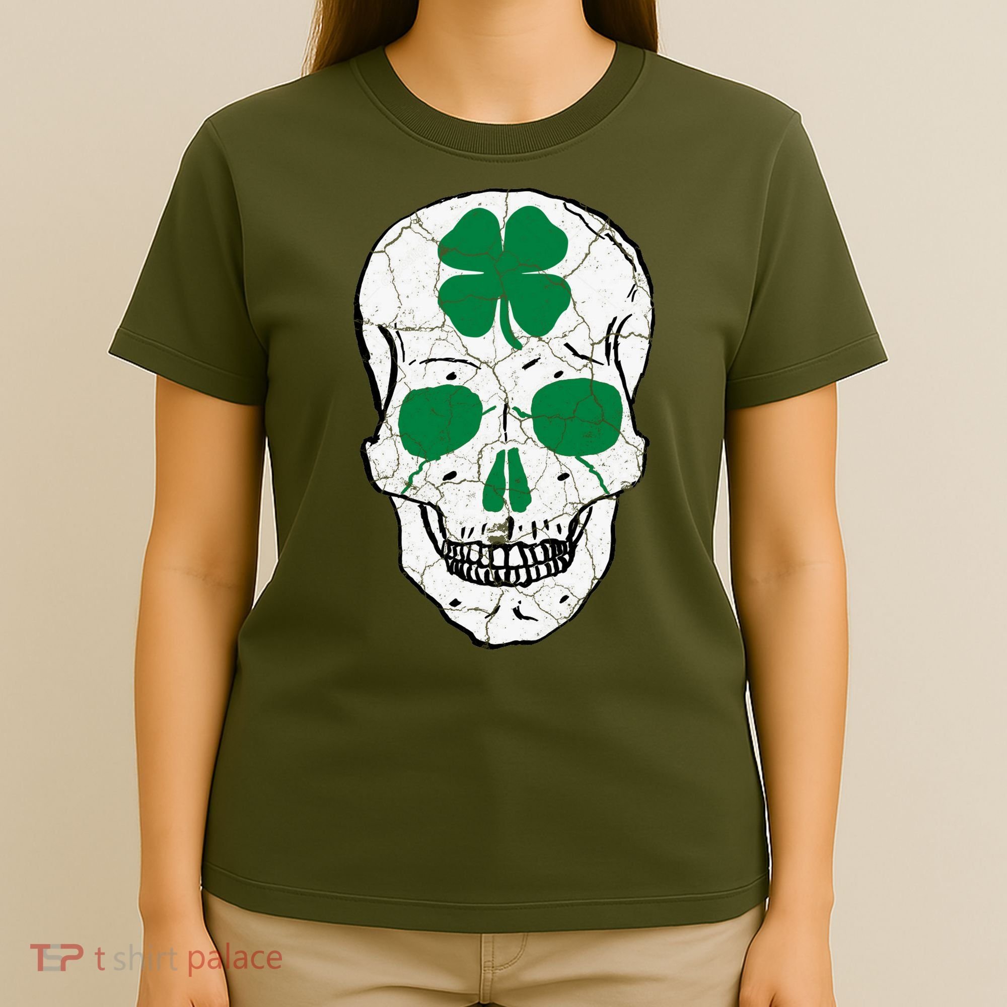 St Patrick's Day Clover Skull T-Shirt