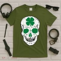 St Patrick's Day Clover Skull T-Shirt thumb 5
