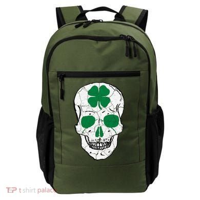 St Patrick's Day Clover Skull Backpack