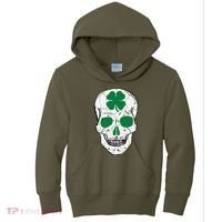 St Patrick's Day Clover Skull Kids Hoodie thumb 0