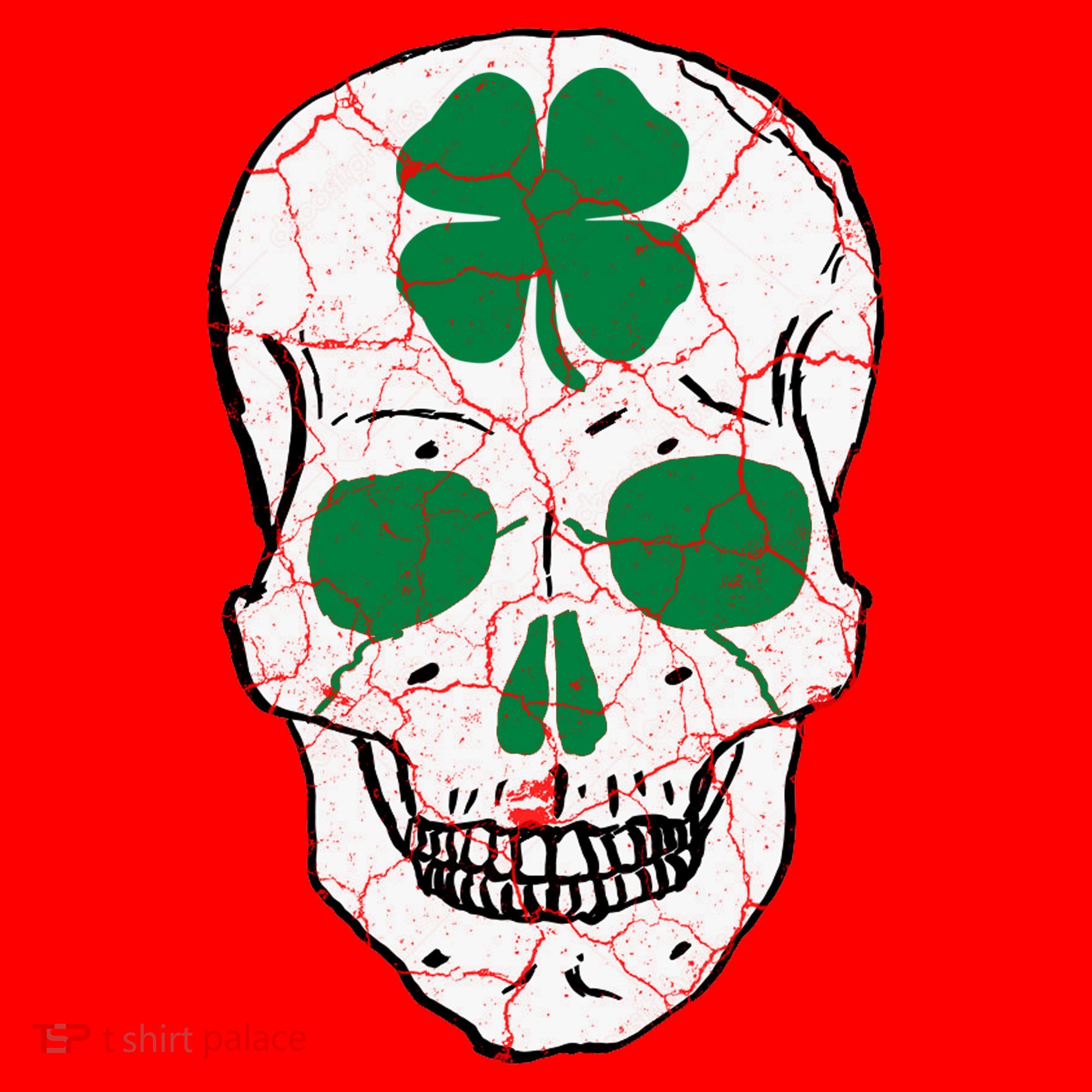 St Patrick's Day Clover Skull Santa Hat