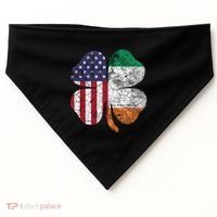 St Patricks Day Irish American Flag Ireland Shamrock Paddys Gift USA-Made Doggie Bandana thumb 0