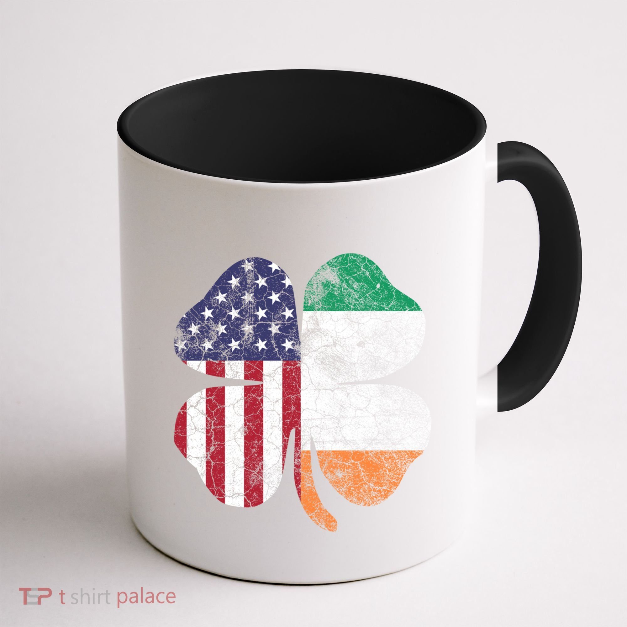 St Patricks Day Irish American Flag Ireland Shamrock Paddys Gift Coffee Mug
