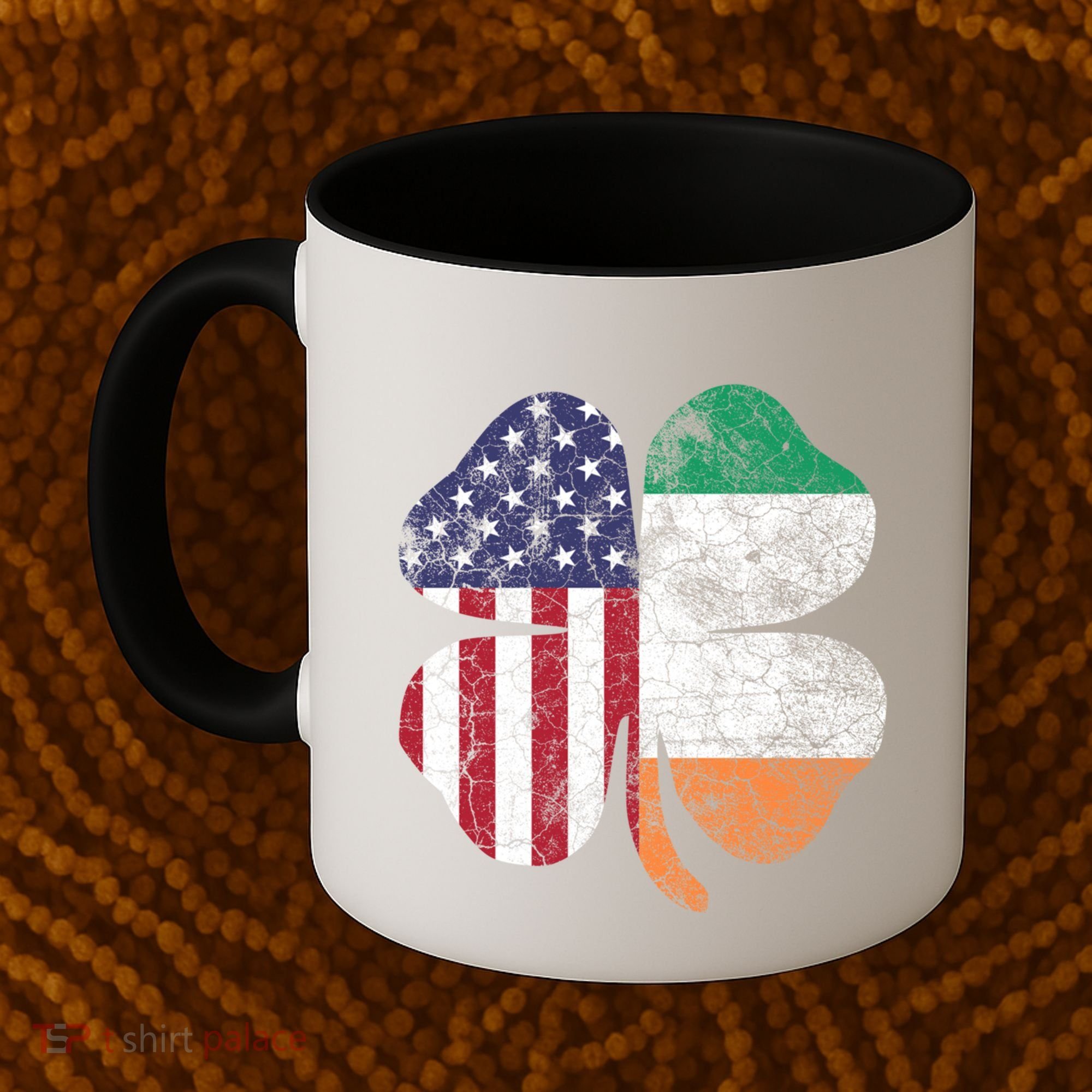 St Patricks Day Irish American Flag Ireland Shamrock Paddys Gift Coffee Mug