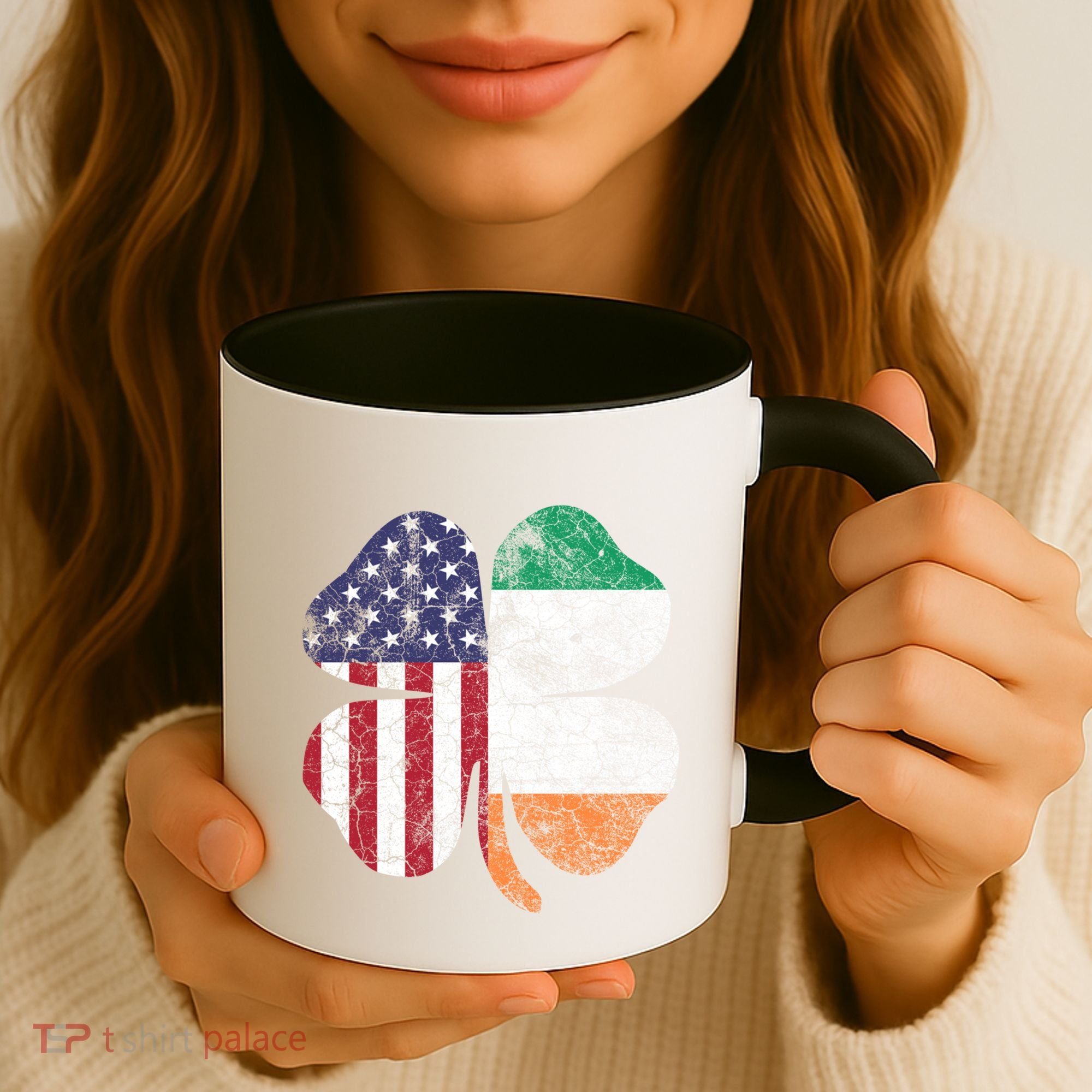 St Patricks Day Irish American Flag Ireland Shamrock Paddys Gift Coffee Mug