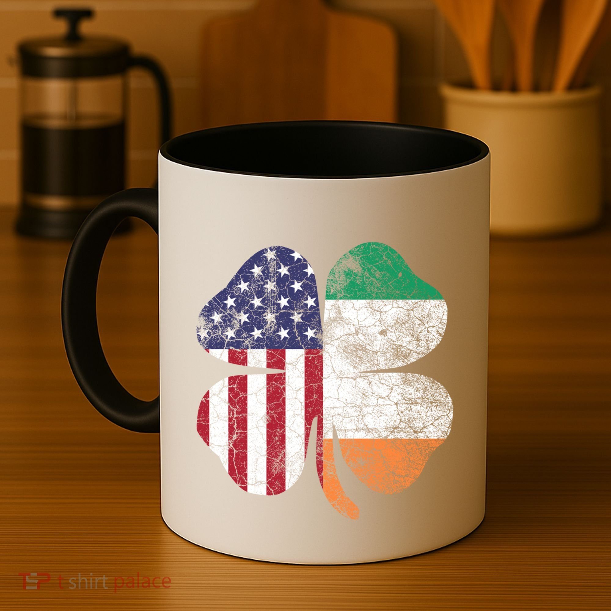 St Patricks Day Irish American Flag Ireland Shamrock Paddys Gift Coffee Mug