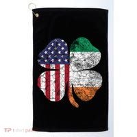St Patricks Day Irish American Flag Ireland Shamrock Paddys Gift Golf Towel thumb 0