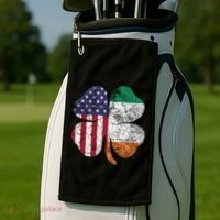 St Patricks Day Irish American Flag Ireland Shamrock Paddys Gift Golf Towel thumb 2
