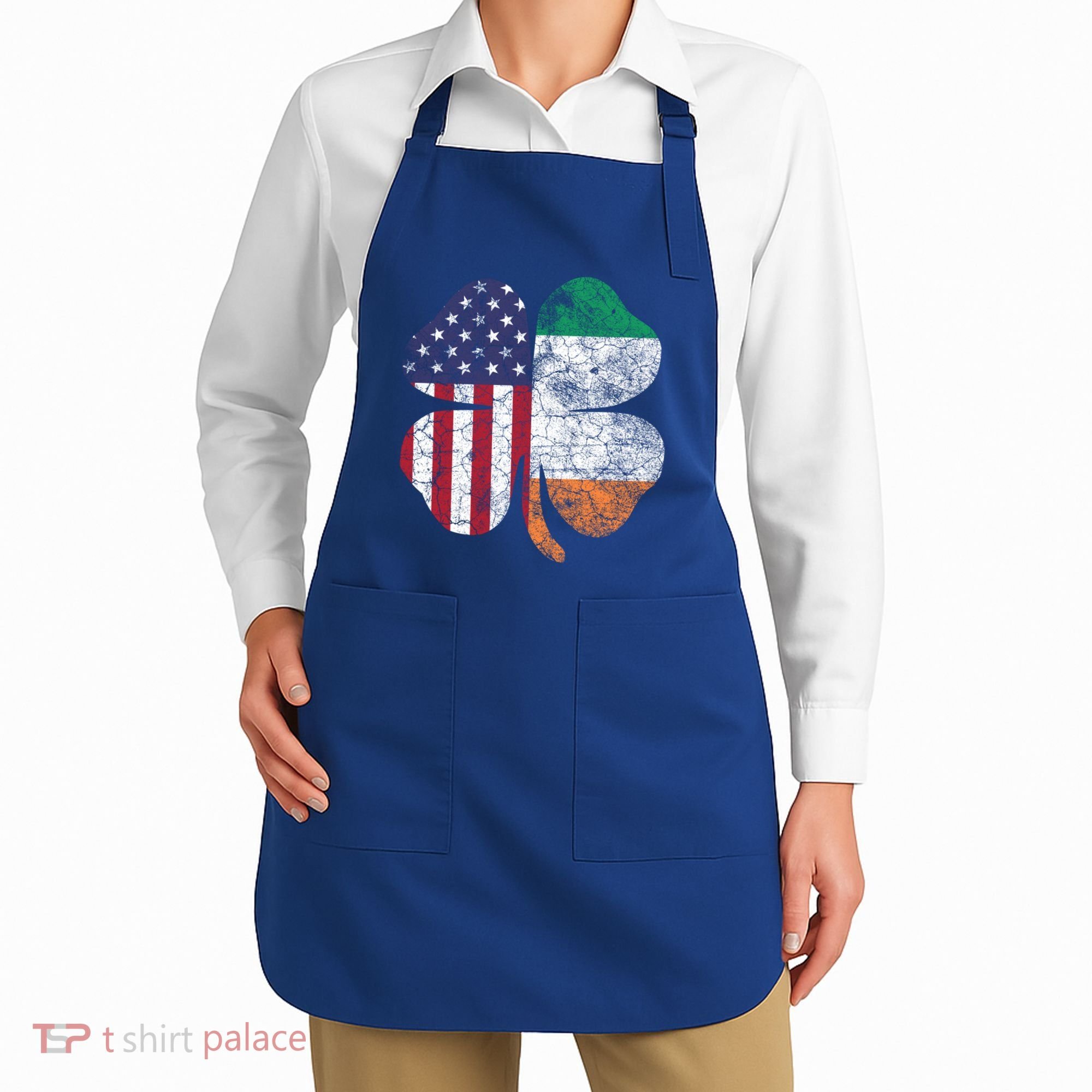 St Patricks Day Irish American Flag Ireland Shamrock Paddys Gift Apron