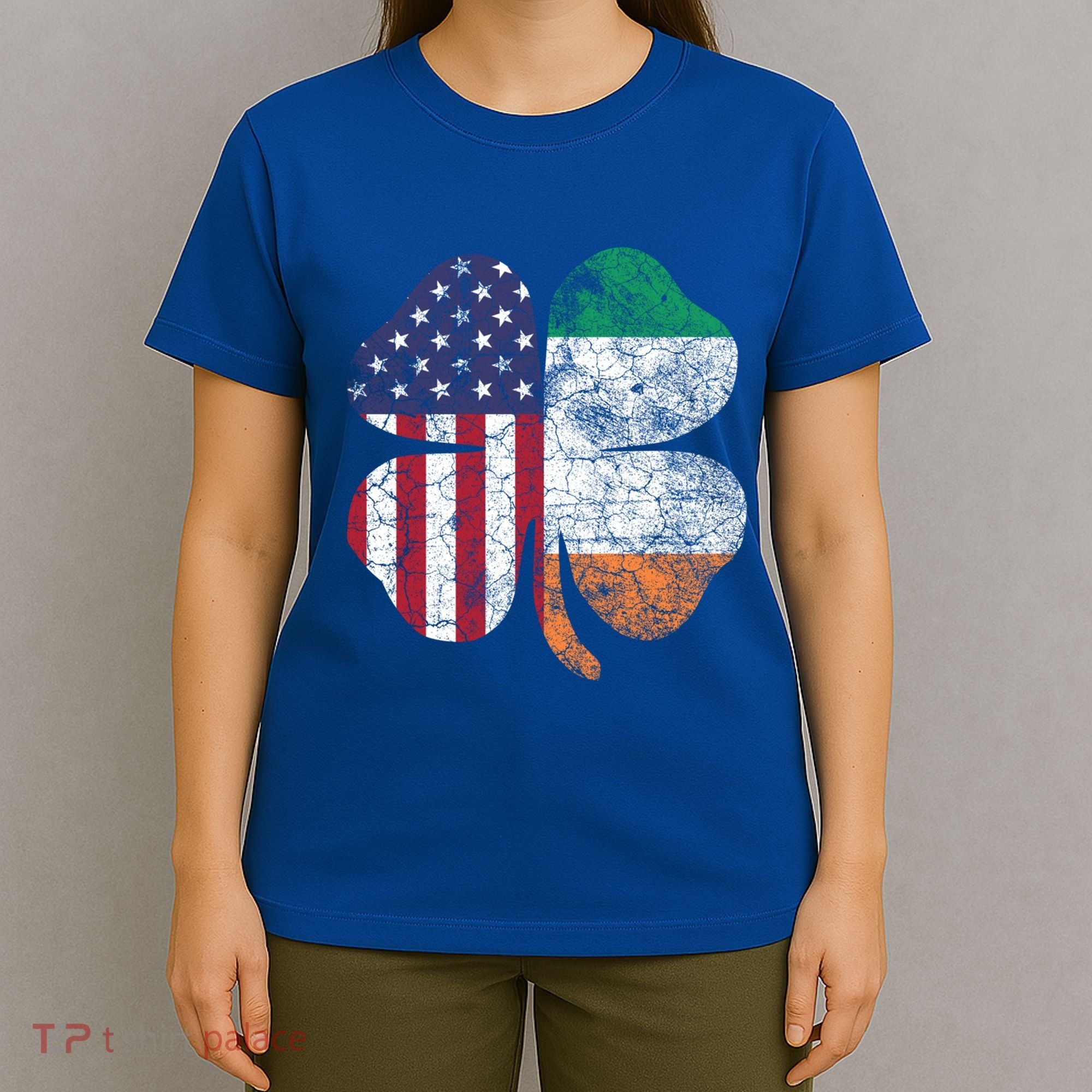 St Patricks Day Irish American Flag Ireland Shamrock Paddys Gift T-Shirt