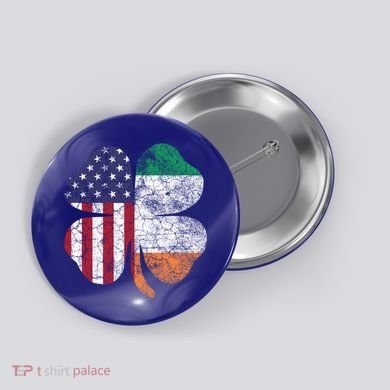 St Patricks Day Irish American Flag Ireland Shamrock Paddys Gift Button