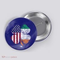 St Patricks Day Irish American Flag Ireland Shamrock Paddys Gift Button thumb 0