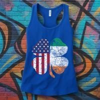 St Patricks Day Irish American Flag Ireland Shamrock Paddys Gift Women's Tank Top thumb 3