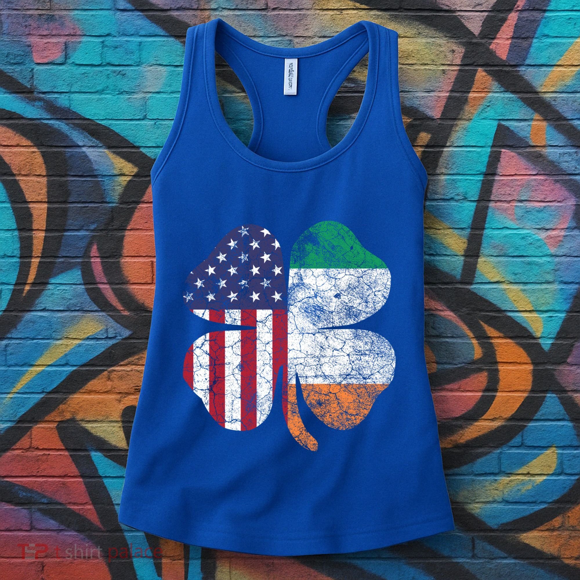 St Patricks Day Irish American Flag Ireland Shamrock Paddys Gift Women's Tank Top