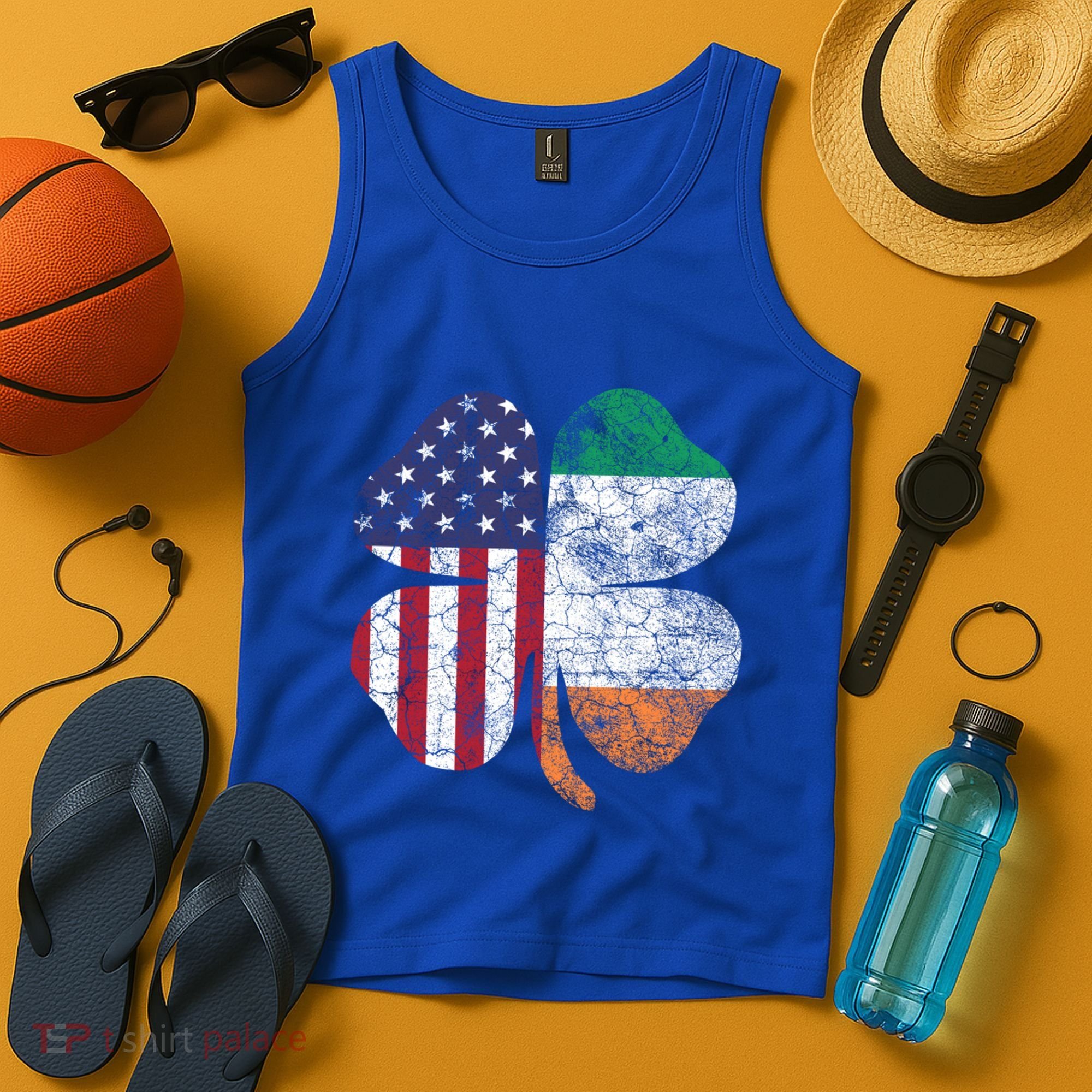 St Patricks Day Irish American Flag Ireland Shamrock Paddys Gift Tank Top