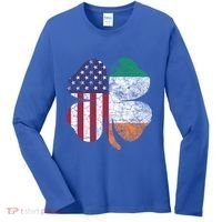St Patricks Day Irish American Flag Ireland Shamrock Paddys Gift Women's Long Sleeve Shirt thumb 0