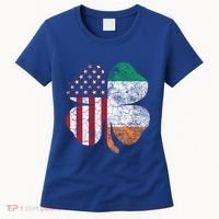 St Patricks Day Irish American Flag Ireland Shamrock Paddys Gift Women's T-Shirt thumb 0