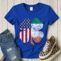 St Patricks Day Irish American Flag Ireland Shamrock Paddys Gift Women's T-Shirt thumb 3